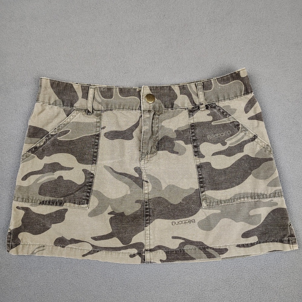Vintage Y2K Billabong Micro Mini Skirt Women 3 (8) Camouflage Beach Surfer Girl
